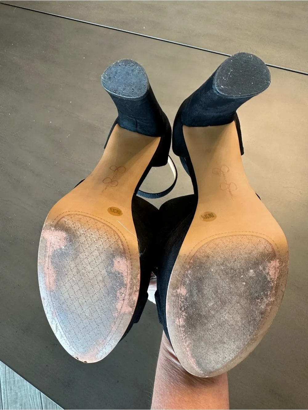 Jessica Simpson Black Platform Suede Ankle-Strap Heels